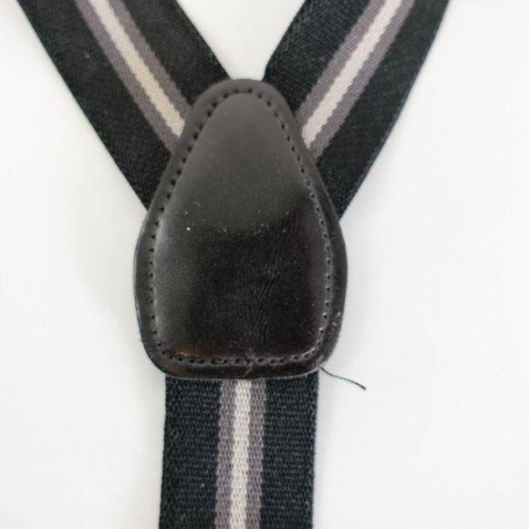 Suspender Mens Black Silver Leather Clip On Adjustable Strap Non Stretch Y Back‎ - Picture 4 of 7